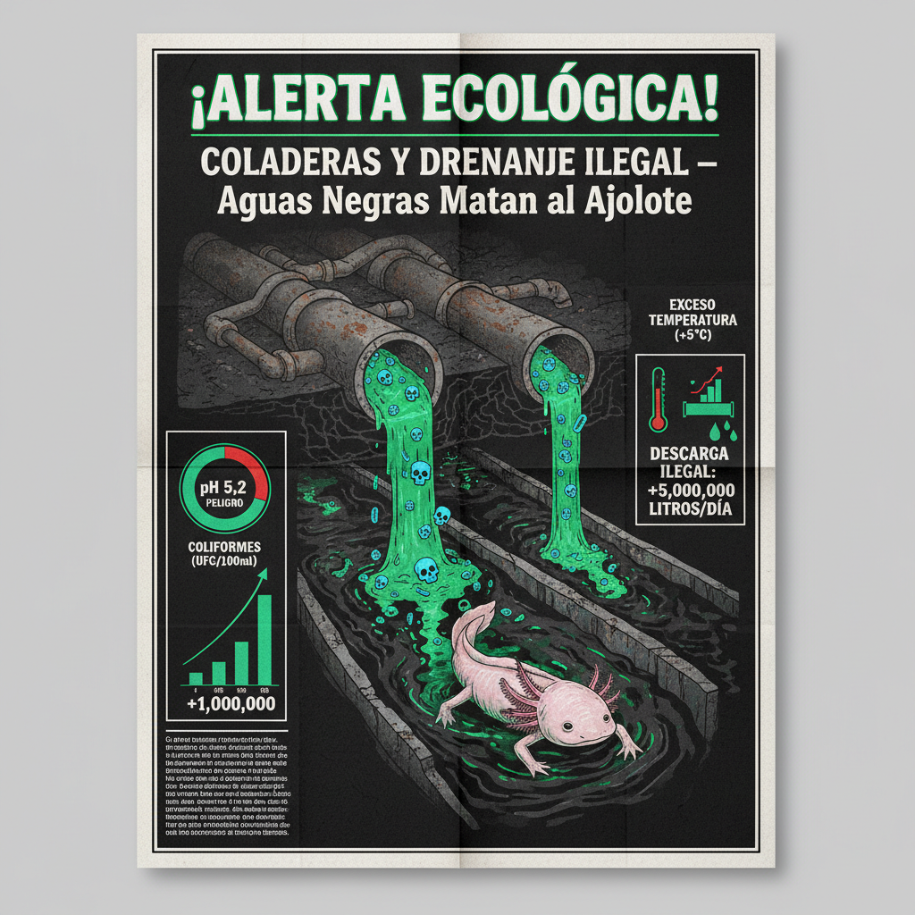 Coladeras y Drenaje Ilegal — Aguas Negras Matan al Ajolote