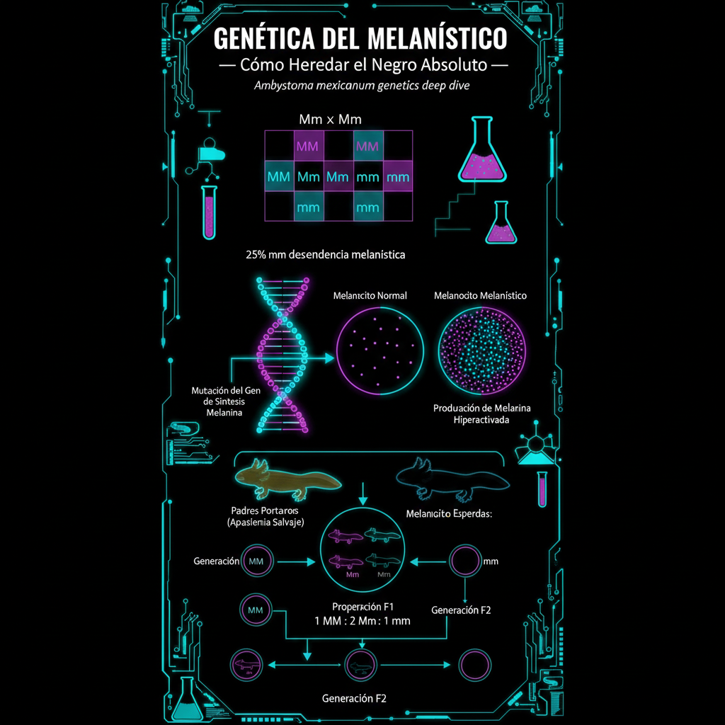 Genética del Melanístico — Herencia del Negro Absoluto