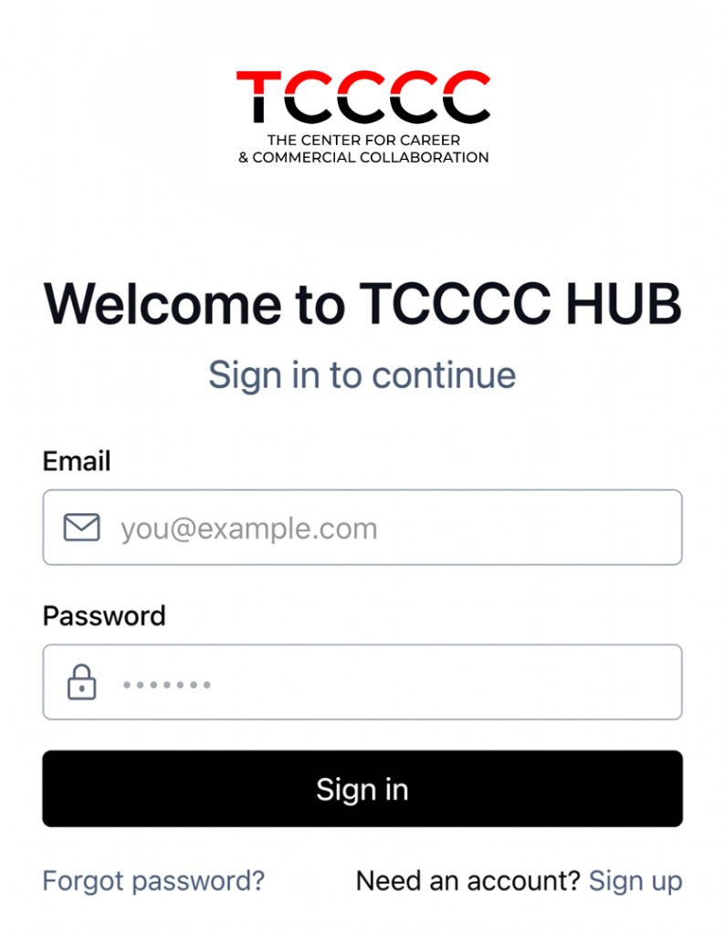Sign up screen