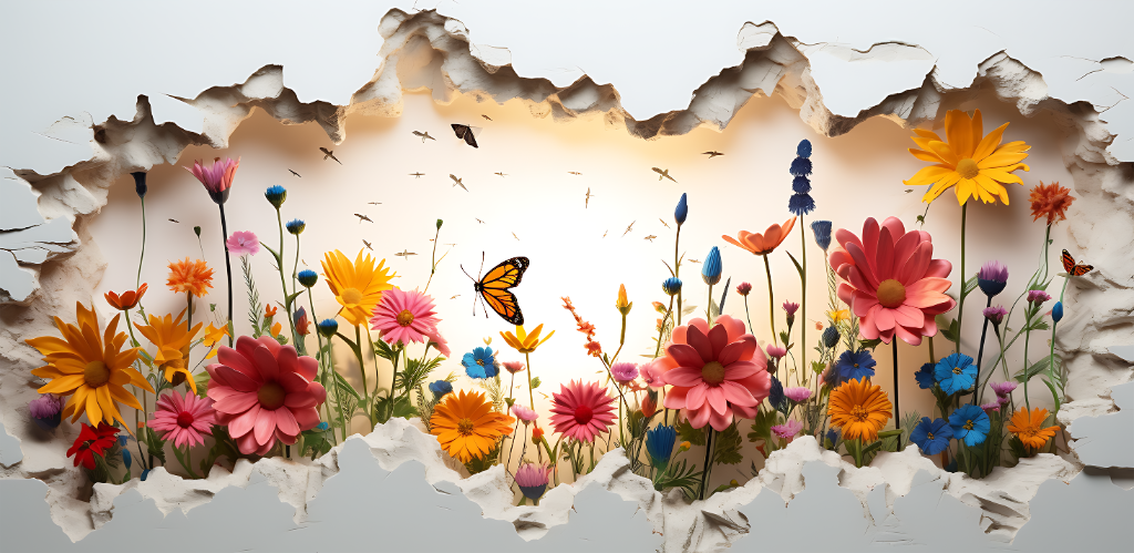3D Fields of Wildflowers