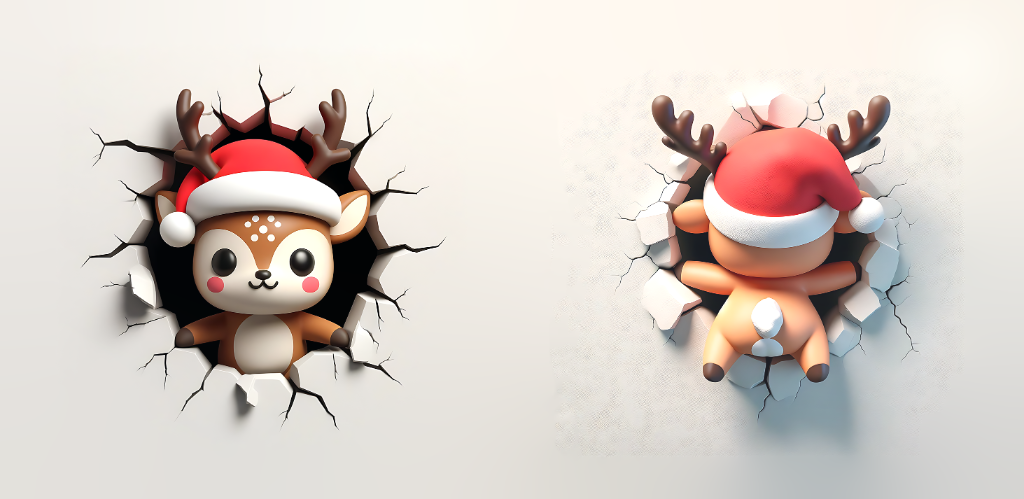 Reindeer Peeking Front and Back