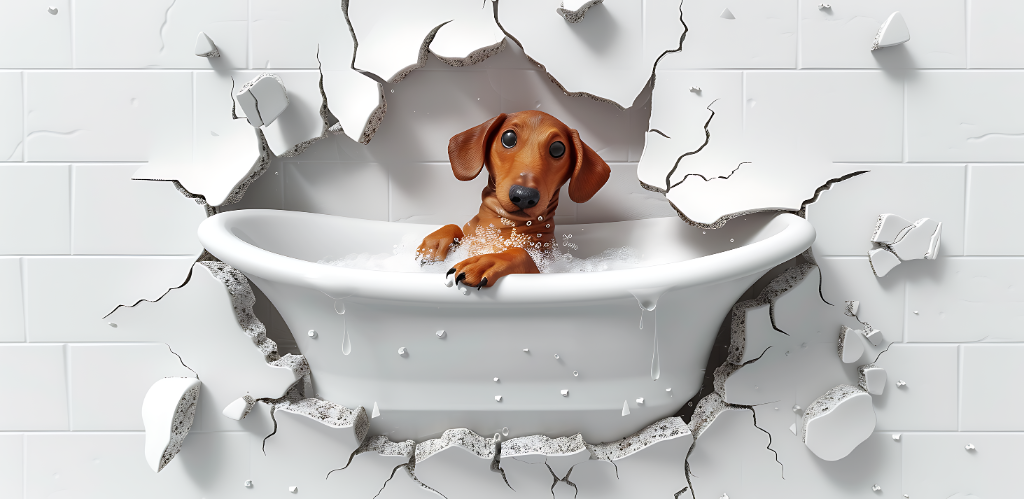Dachshund Bath Time 3D