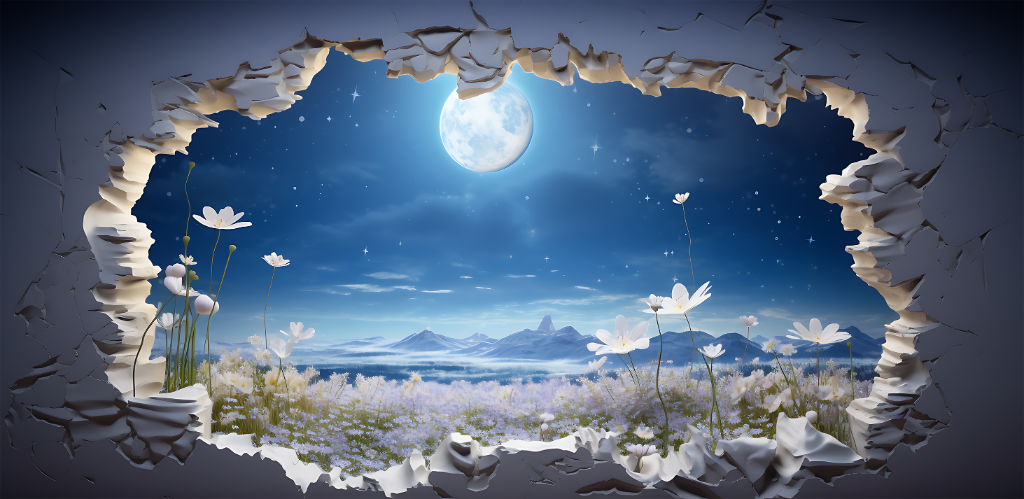 3D Moonlight Flower Meadow