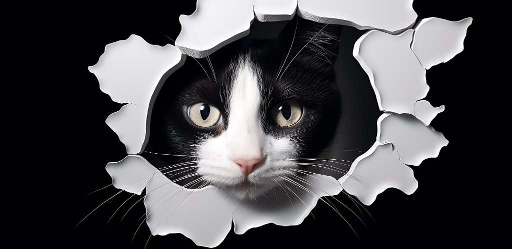 3D Black and White Cat