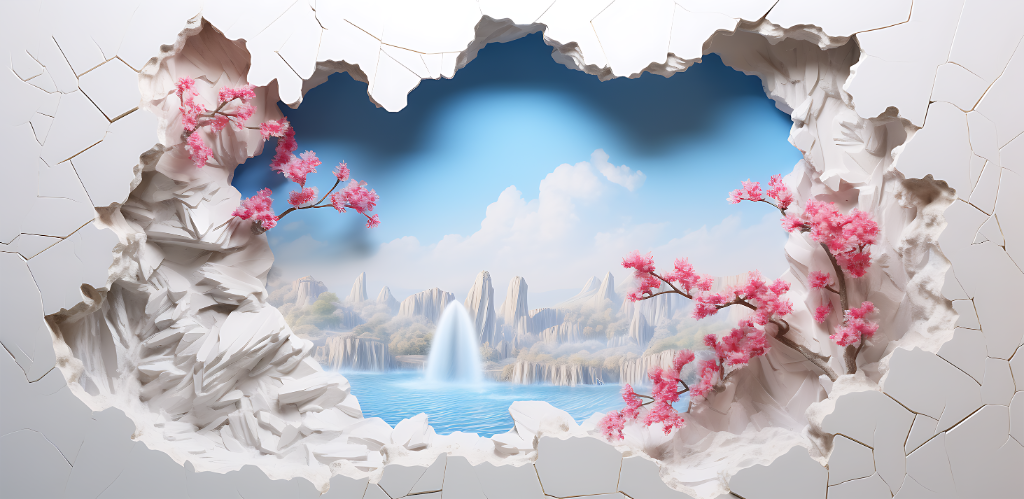 3D Waterfall Scene Wrap