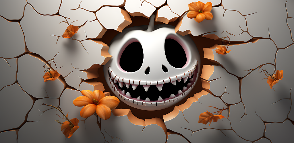 3D Smiling Pumpkin Wall Burst