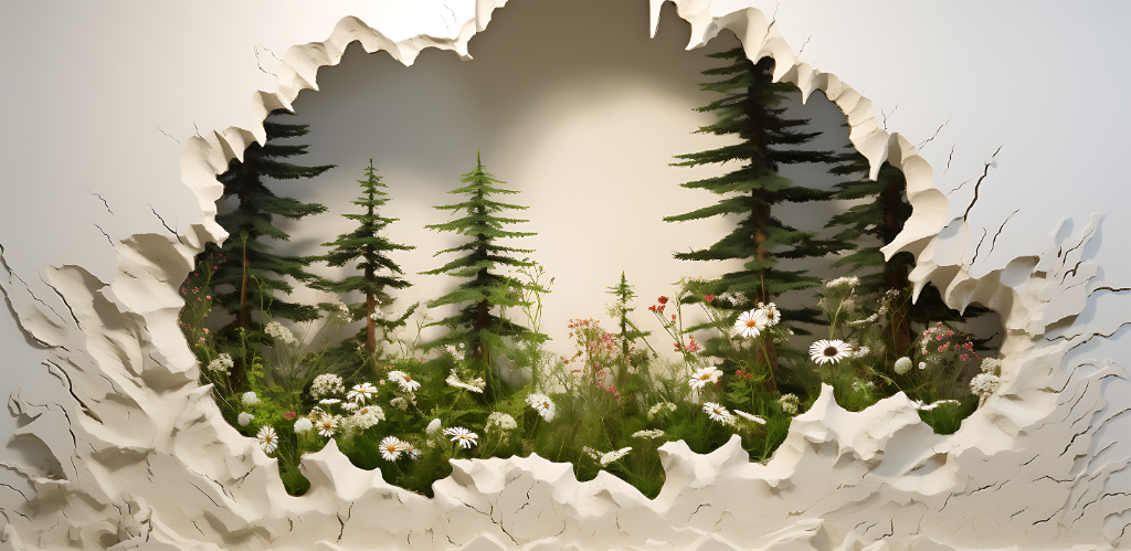 3D Redwood Forest Wildflowers