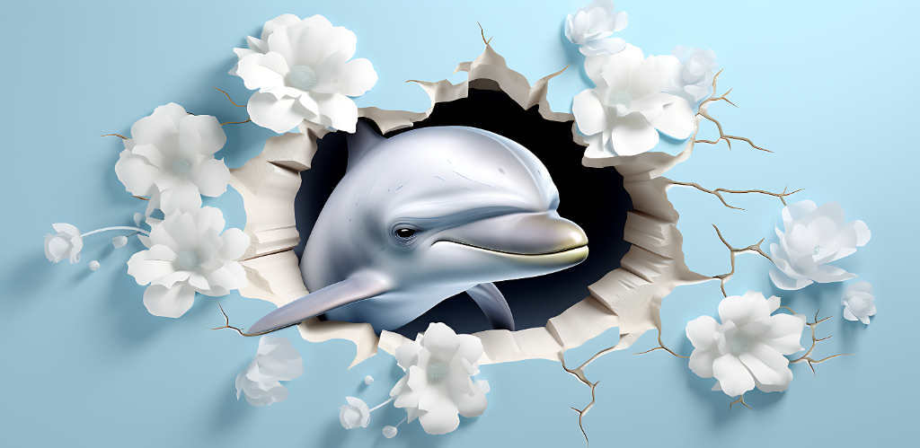 3D Dolphin Floral Breakthrough