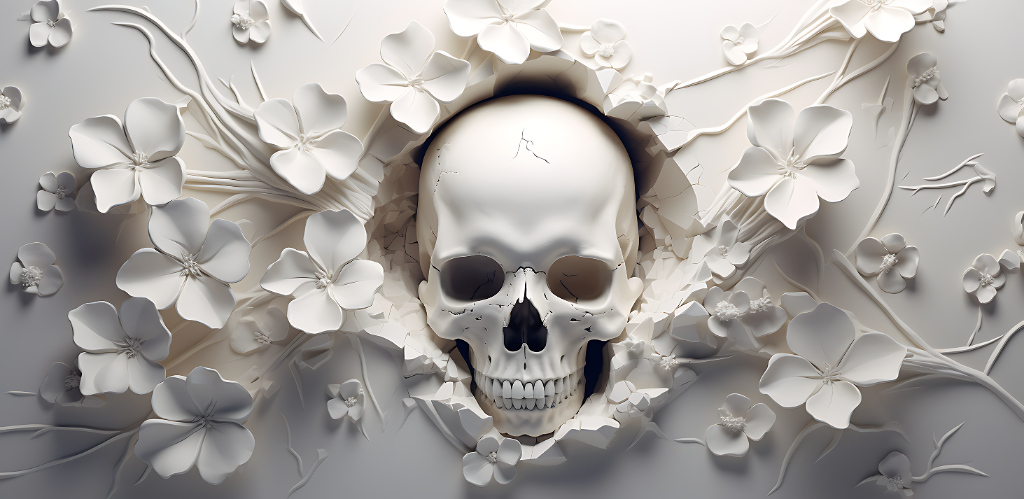 3D Floral Skull