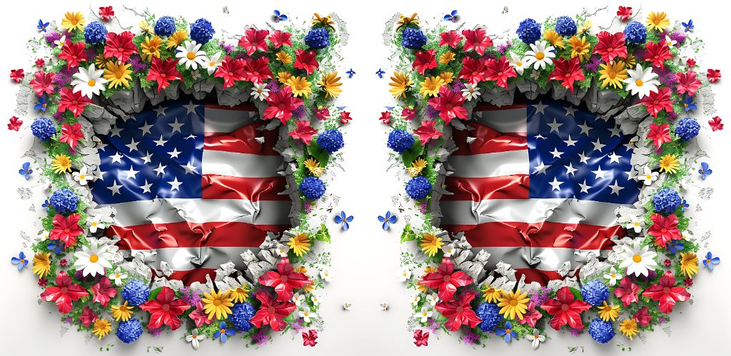 Patriotic Floral American Flag
