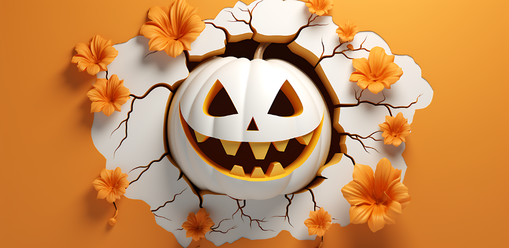3D Floral Jack-o-lantern