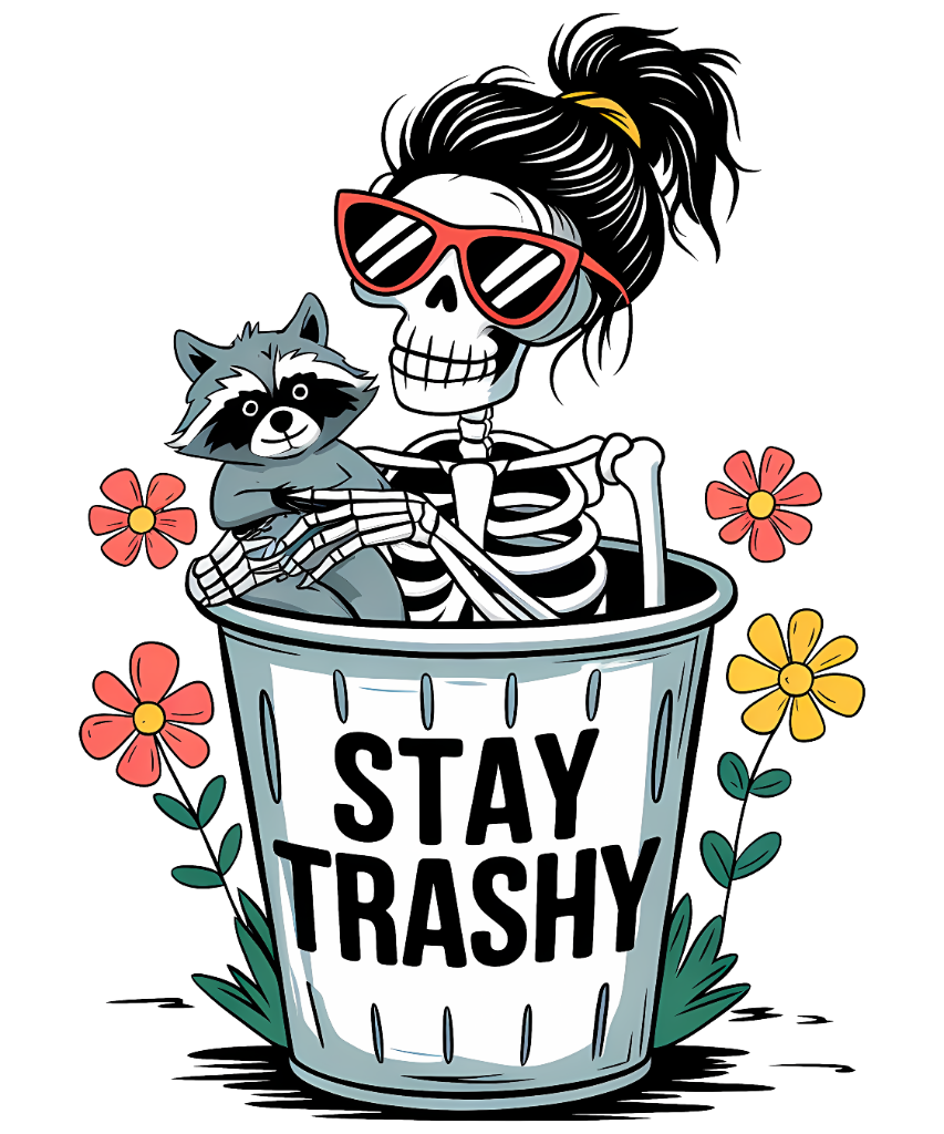 Stay Trashy Skeleton Raccoon