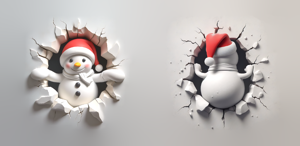 3D Snowman Breaking Through