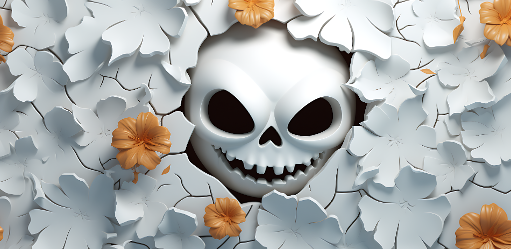 3D Skull Floral Mug Wrap