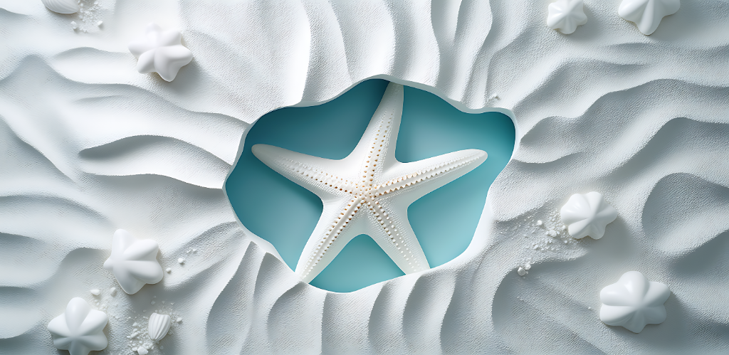 3D White Starfish Beach Design