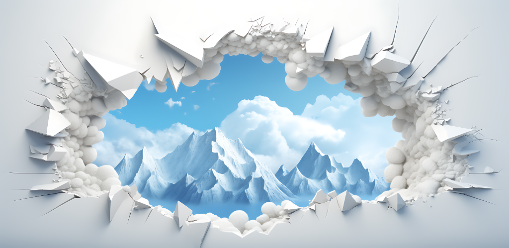 3D Snow-Covered Mountain Peak