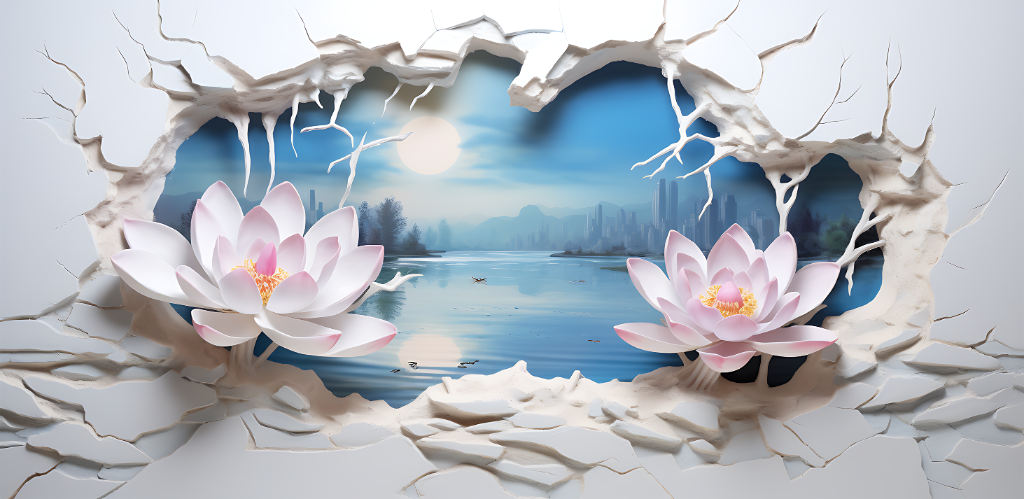 3D Tranquil Lake Lotus