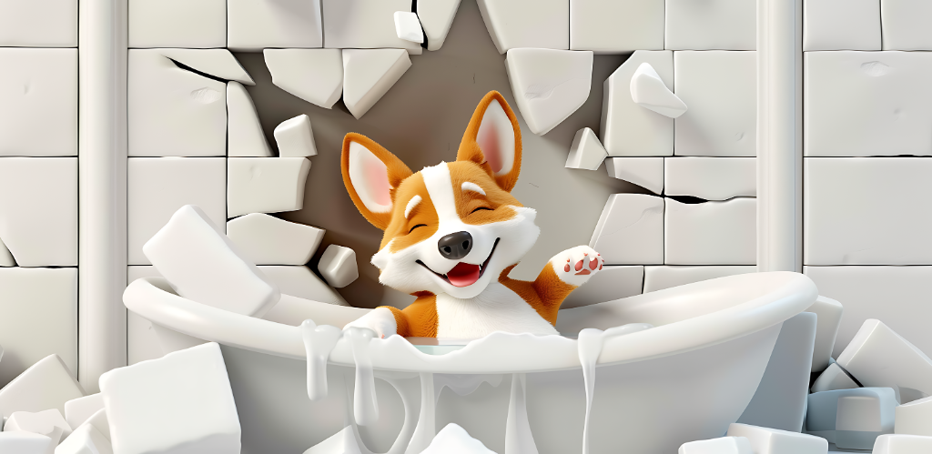 Happy Corgi Bath Time