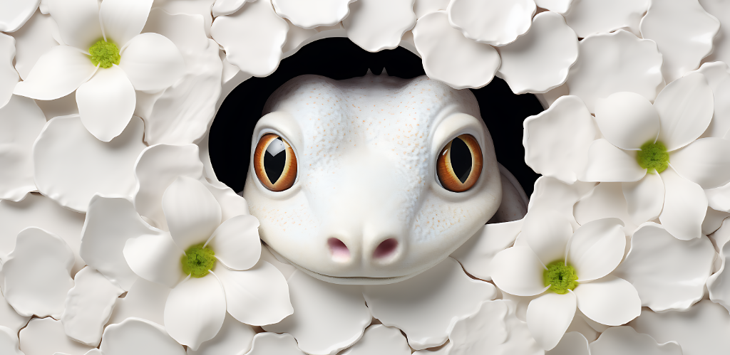 3D White Gecko Floral Wrap