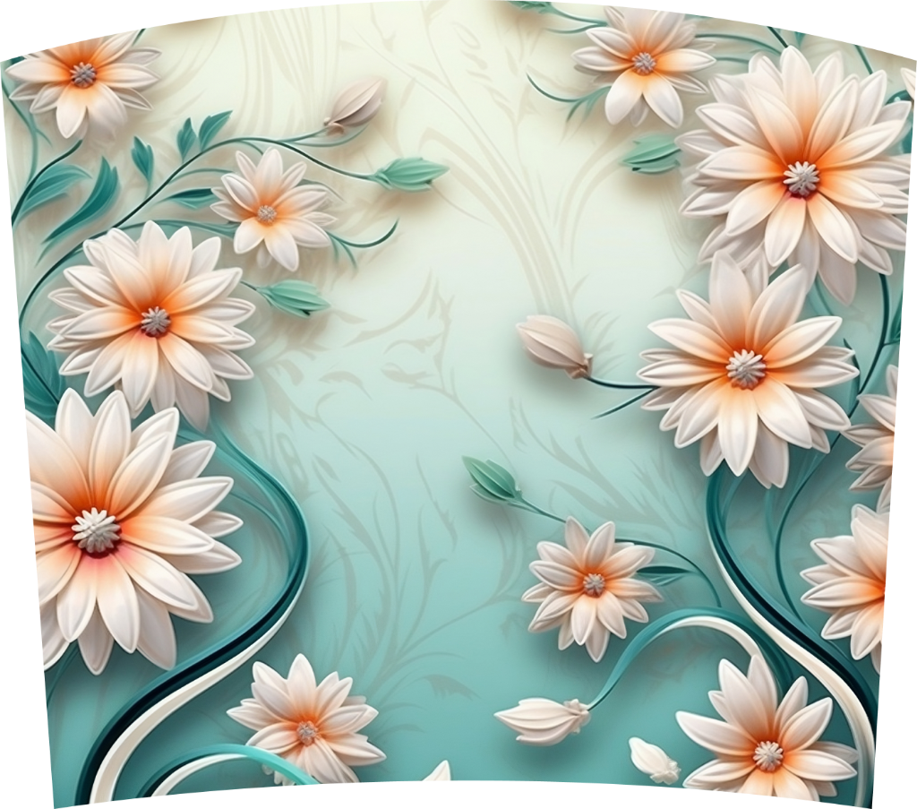 Teal and White Daisy Floral