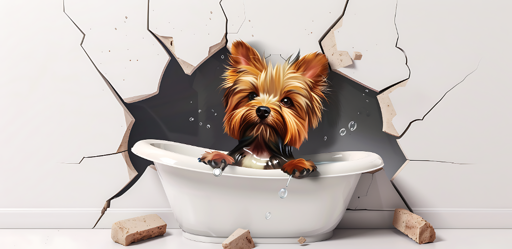 Yorkshire Terrier in a Bathtub