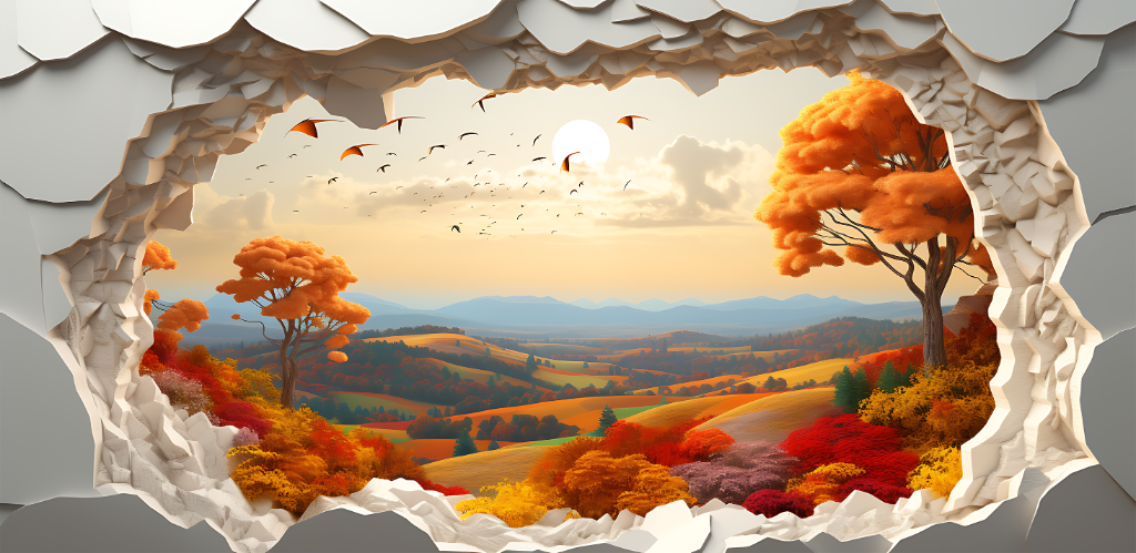3D Rolling Hills in Autumn