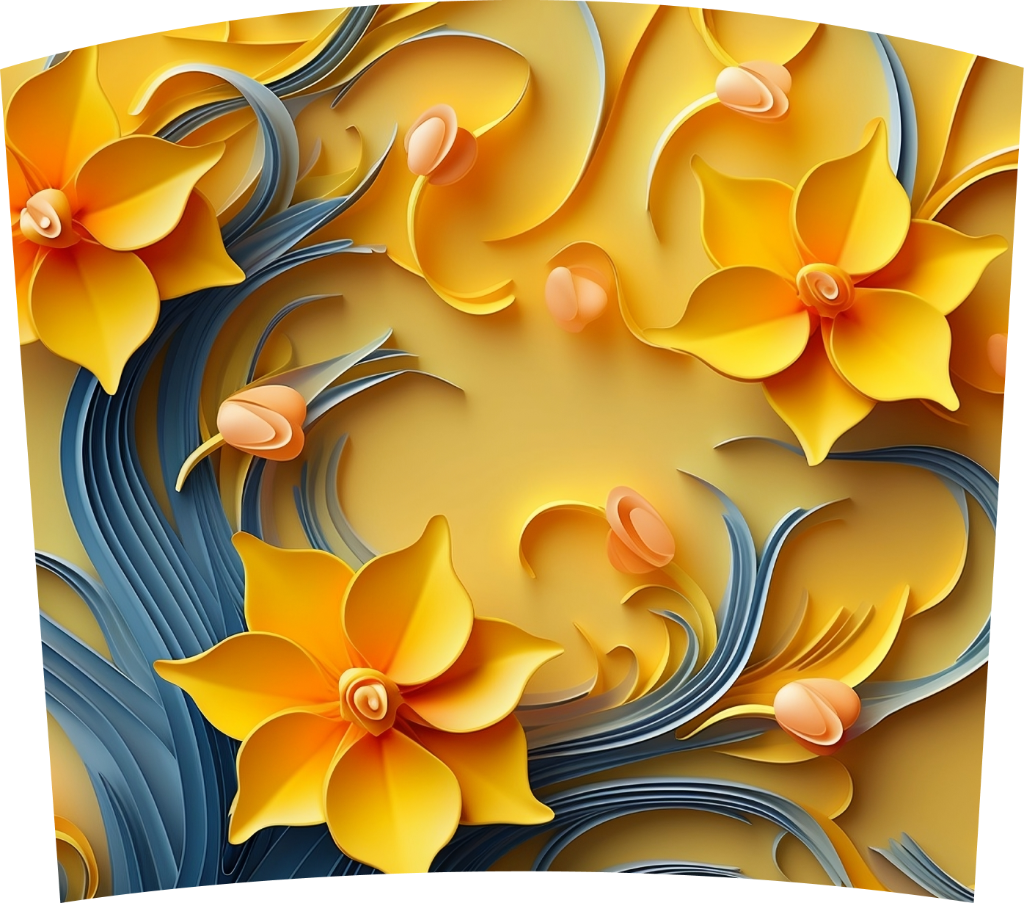 Yellow 3D Floral Paper Art