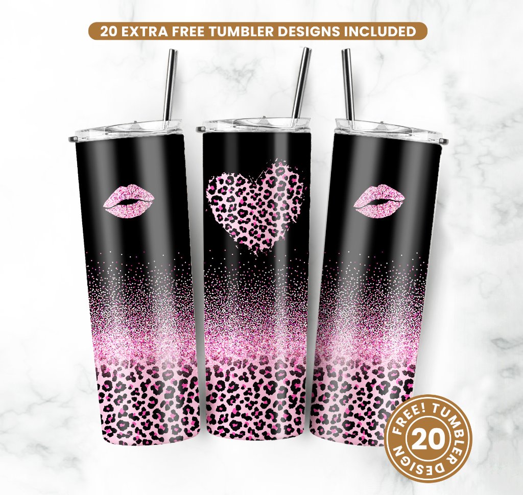 Pink Leopard Heart and Lips