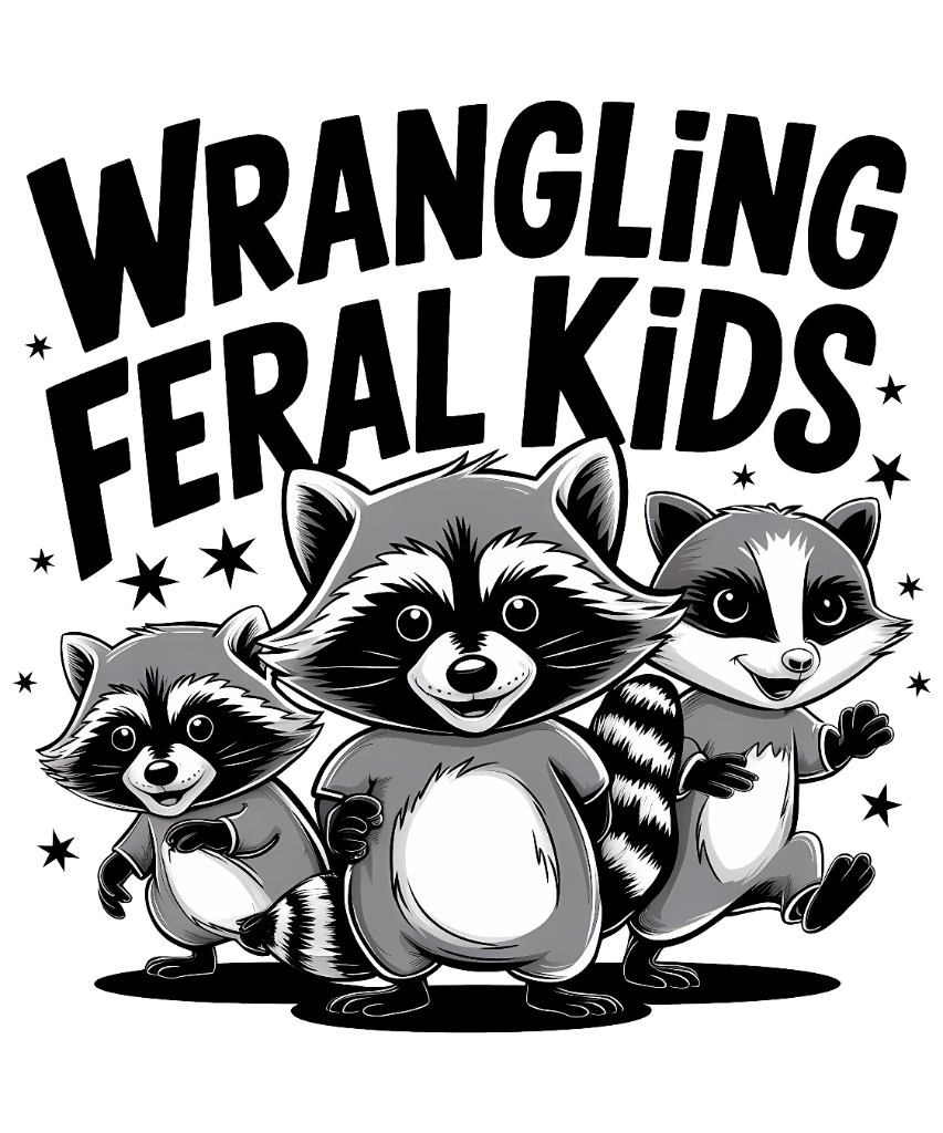 Wrangling Feral Kids design on tshirt