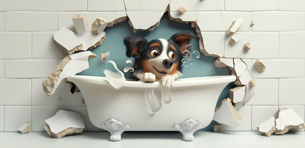 Australian Shepherd Bathing