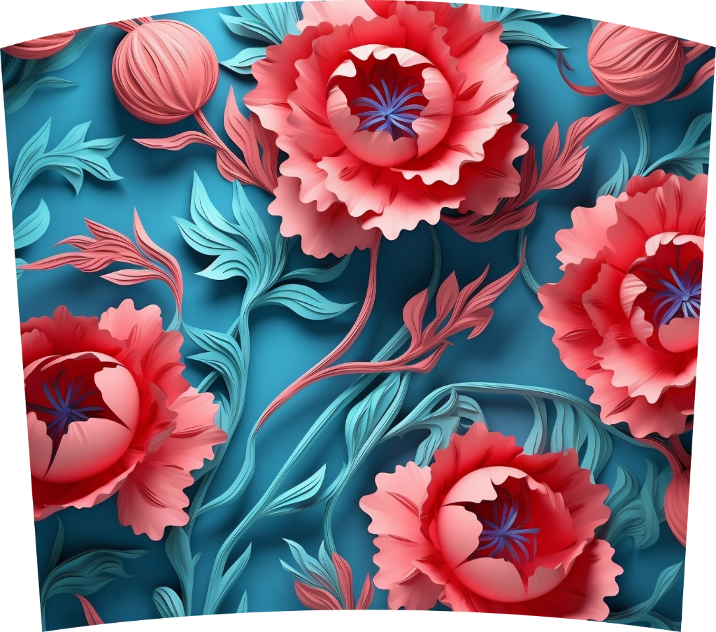 Pink Peony Teal Floral Wrap