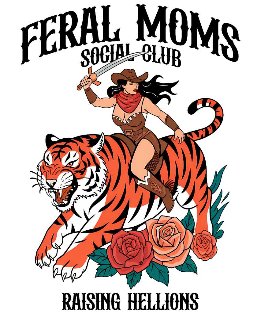 Cowgirl Riding Tiger design on tshirt