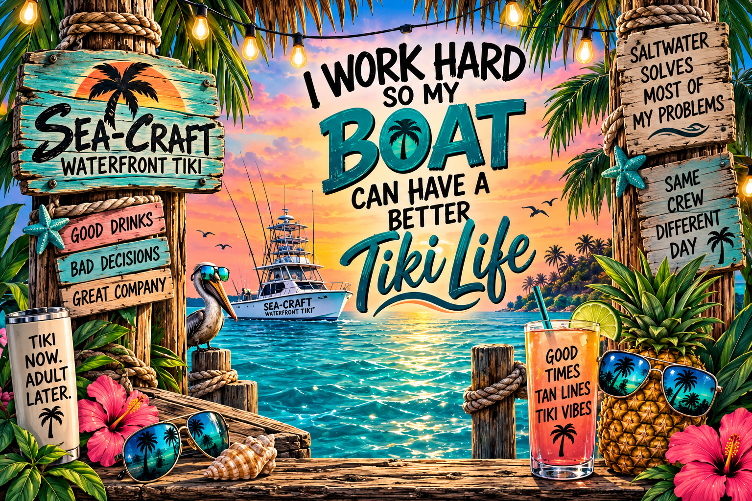 Custom design: I Work Hard So My Boat Can Have a Better Tiki Life