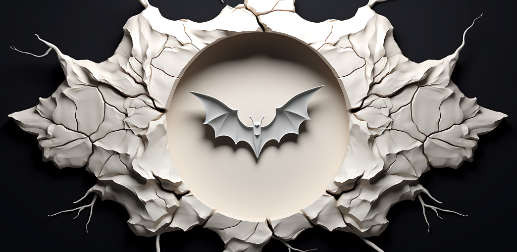 3D Cracked White Bat Design