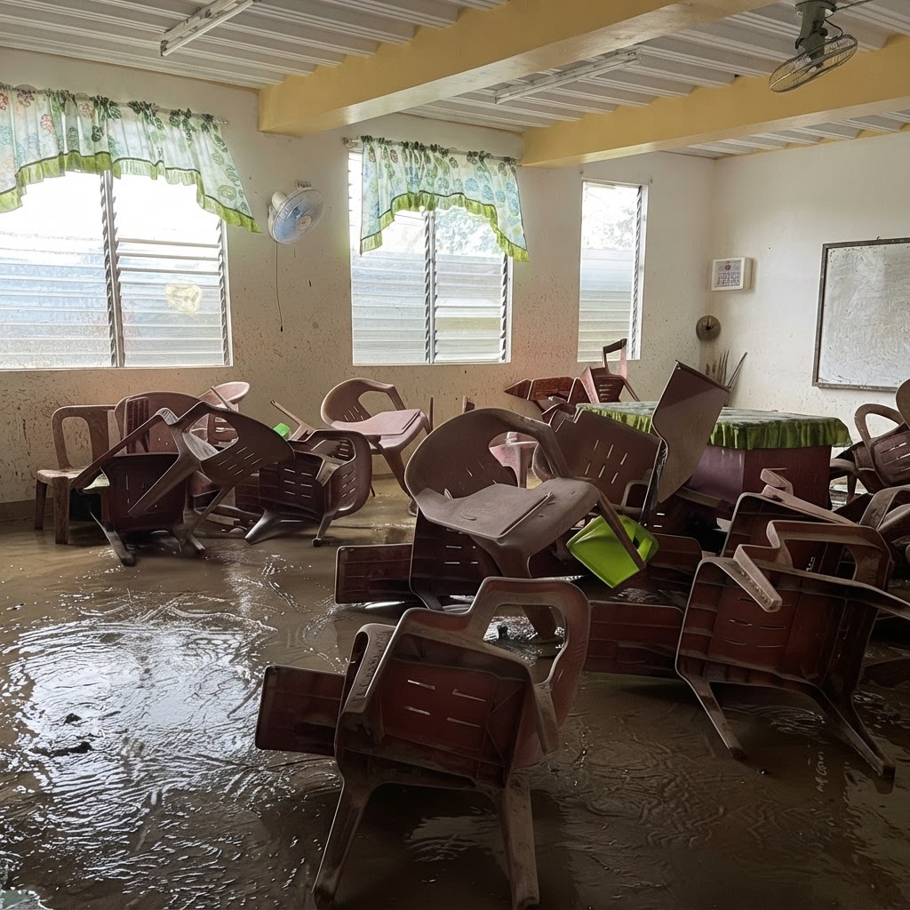 Flooding at San Simon High School — video still