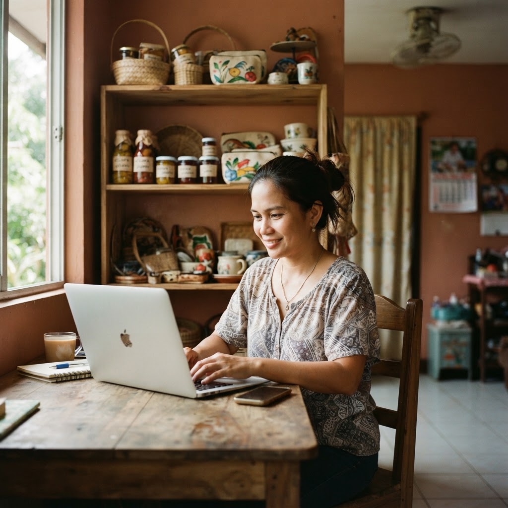 A Filipino entrepreneur building a business from home