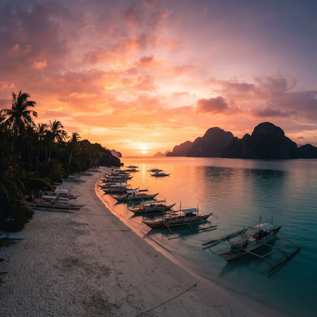 Beautiful sunset over Palawan, Philippines