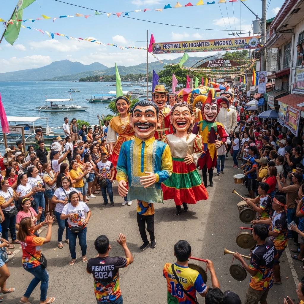 Giant paper-mache higantes figures paraded in Angono