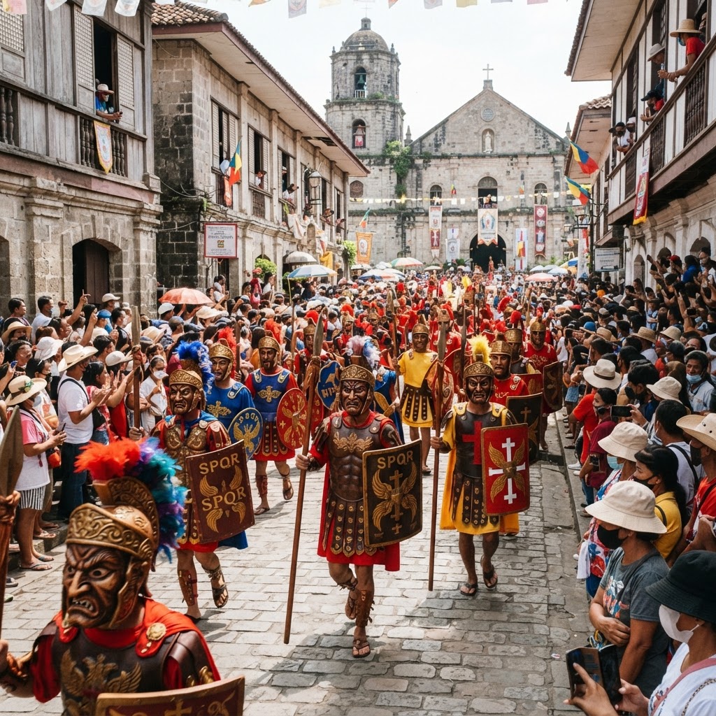 Moriones festival soldiers in Roman masks in Marinduque