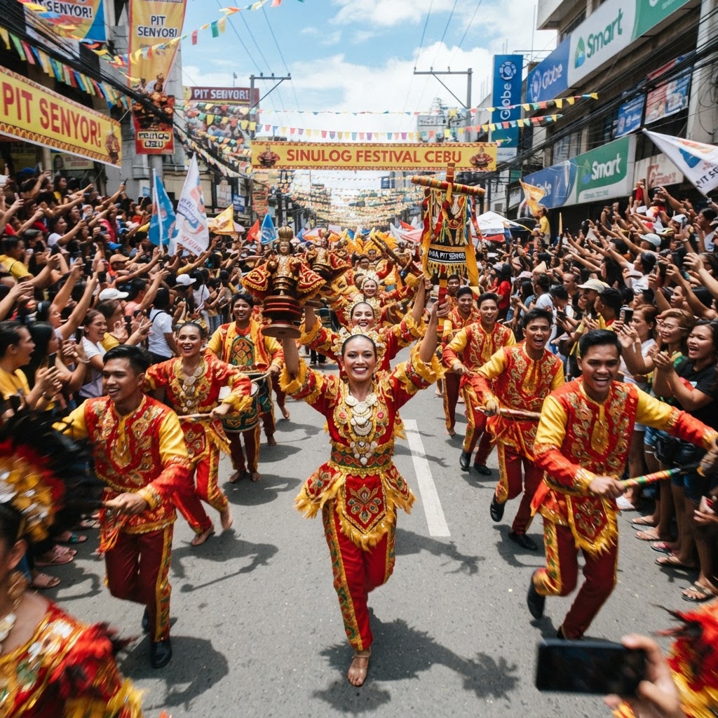 Sinulog festival street dancers in Cebu
