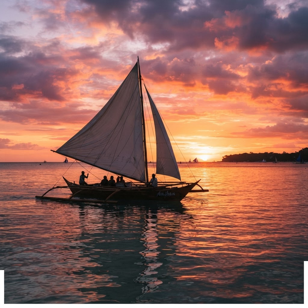 Sunset Sailing on a Paraw