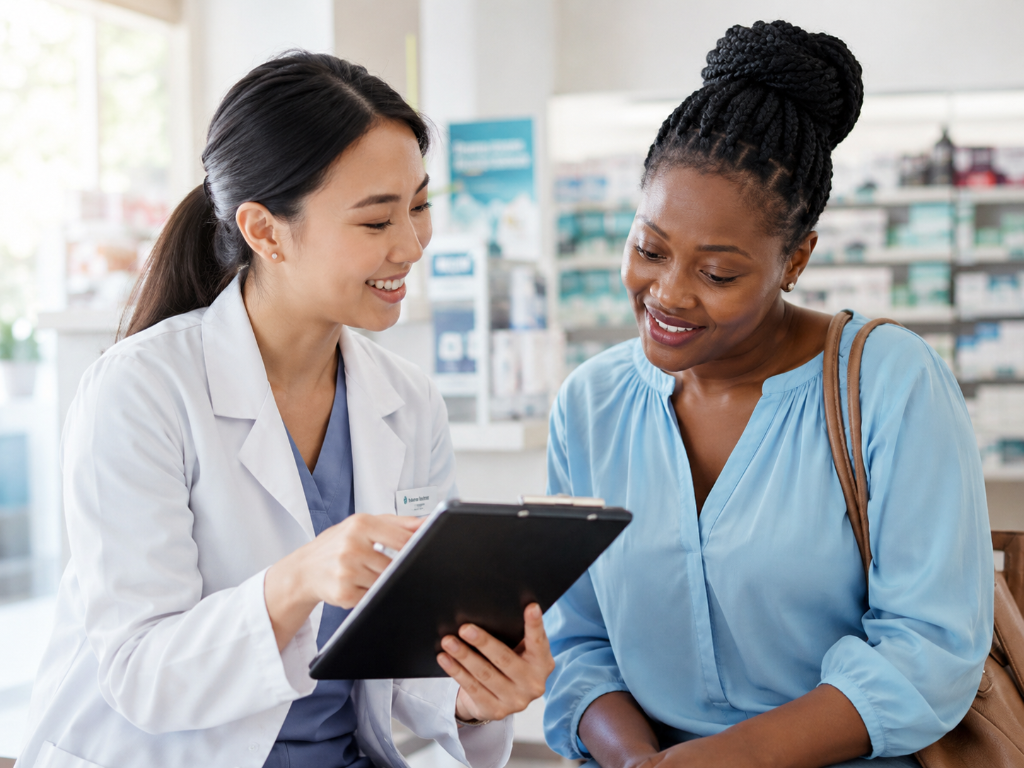 Healthcare professional consulting with patient