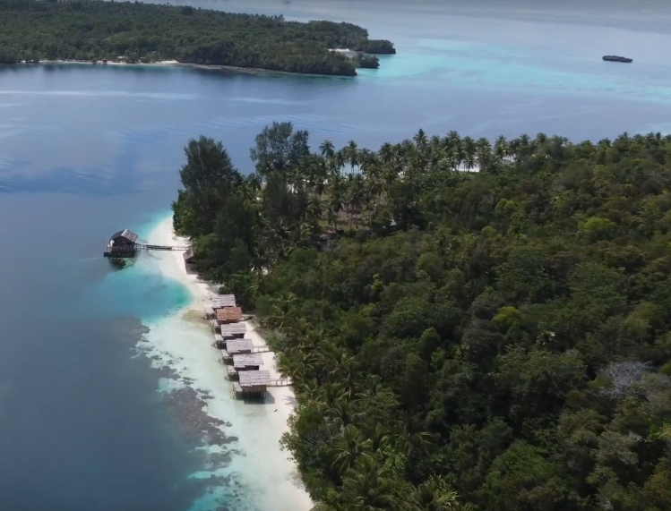 Drone view pesisir Raja Ampat