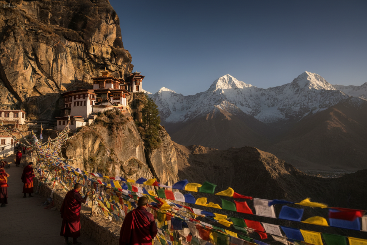 Ancient Buddhist monastery in Himalayan mountains of Ladakh