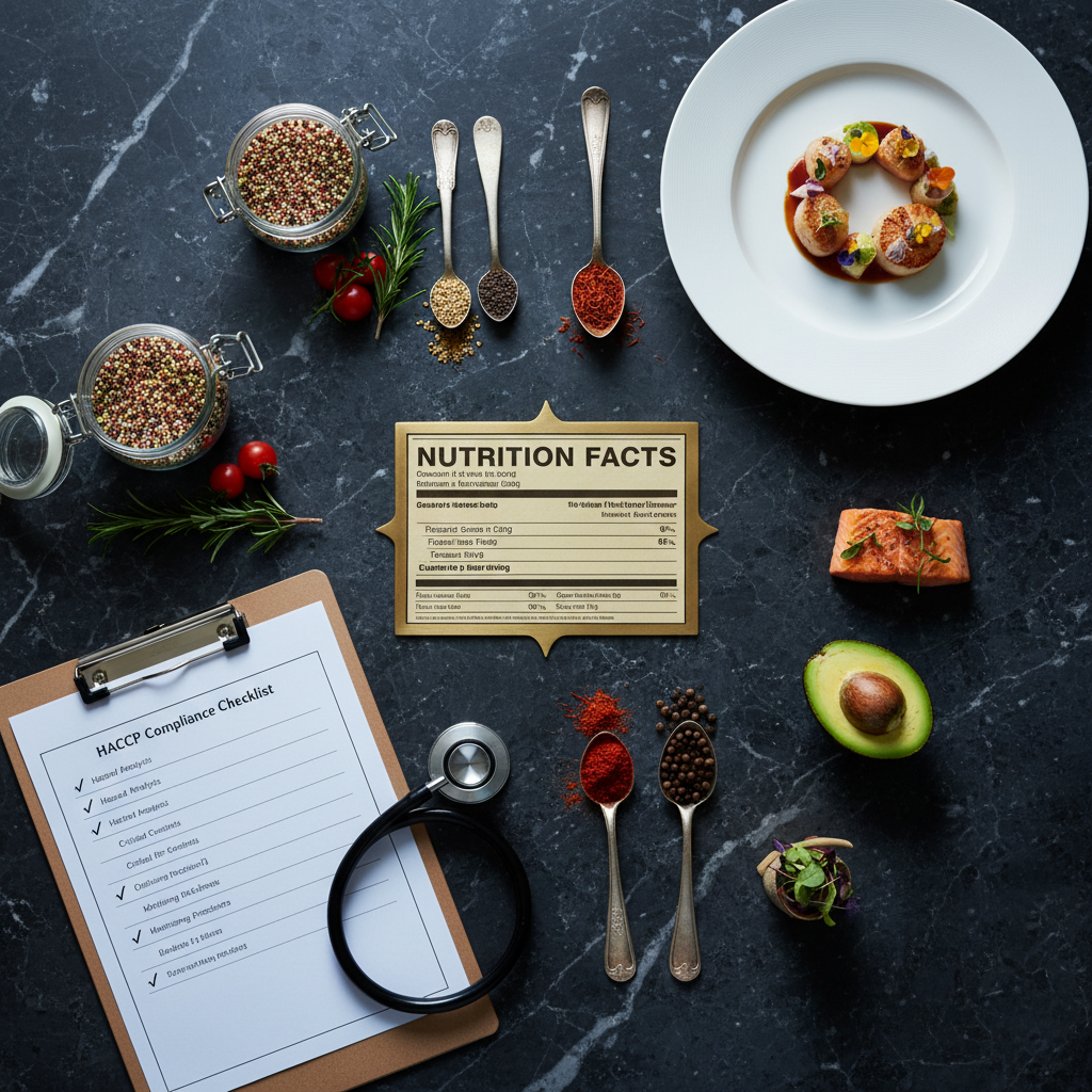 HACCP checklist on stainless steel commercial kitchen surface