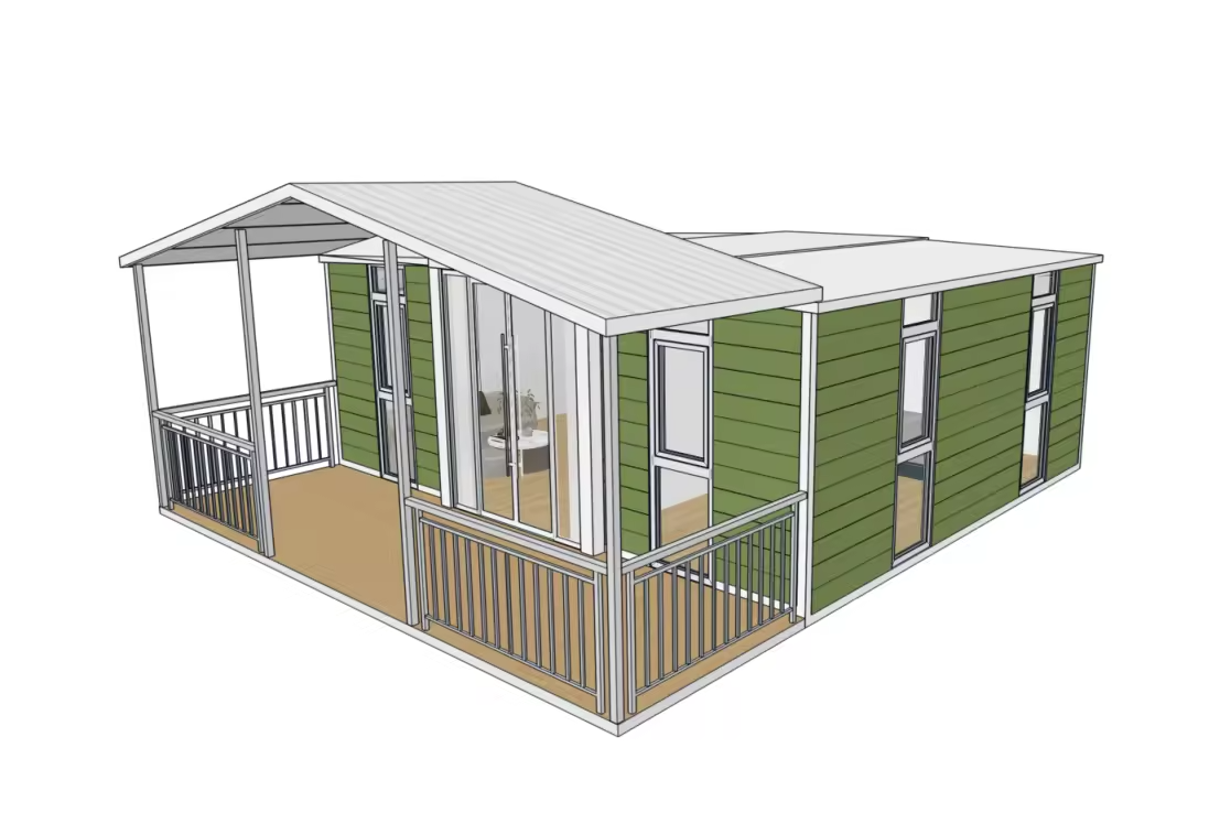 Three-dimensional view of the covered deck