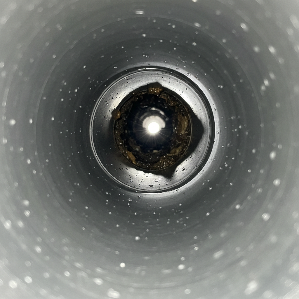 Drain pipe after hydro jet cleaning - sparkling clean pipe interior in Sarasota, FL