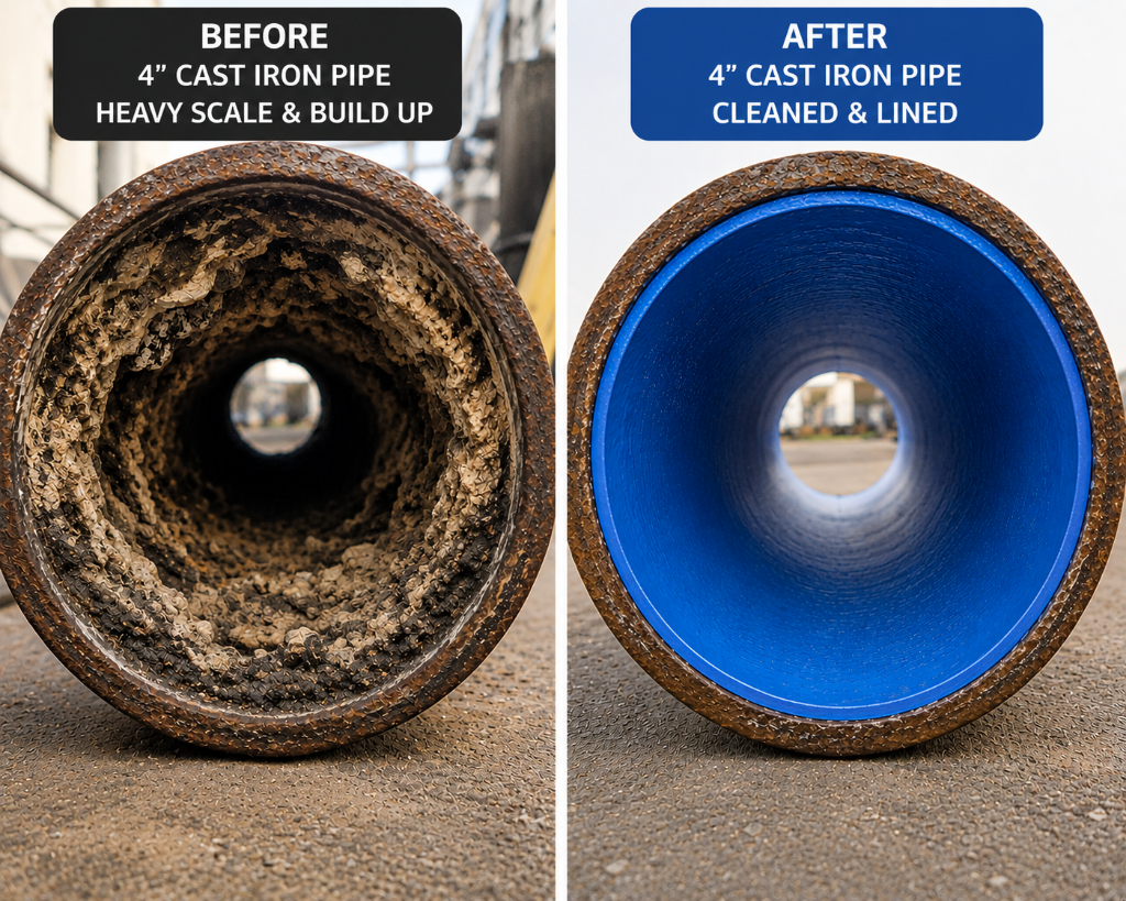 Trenchless pipe lining CIPP before and after