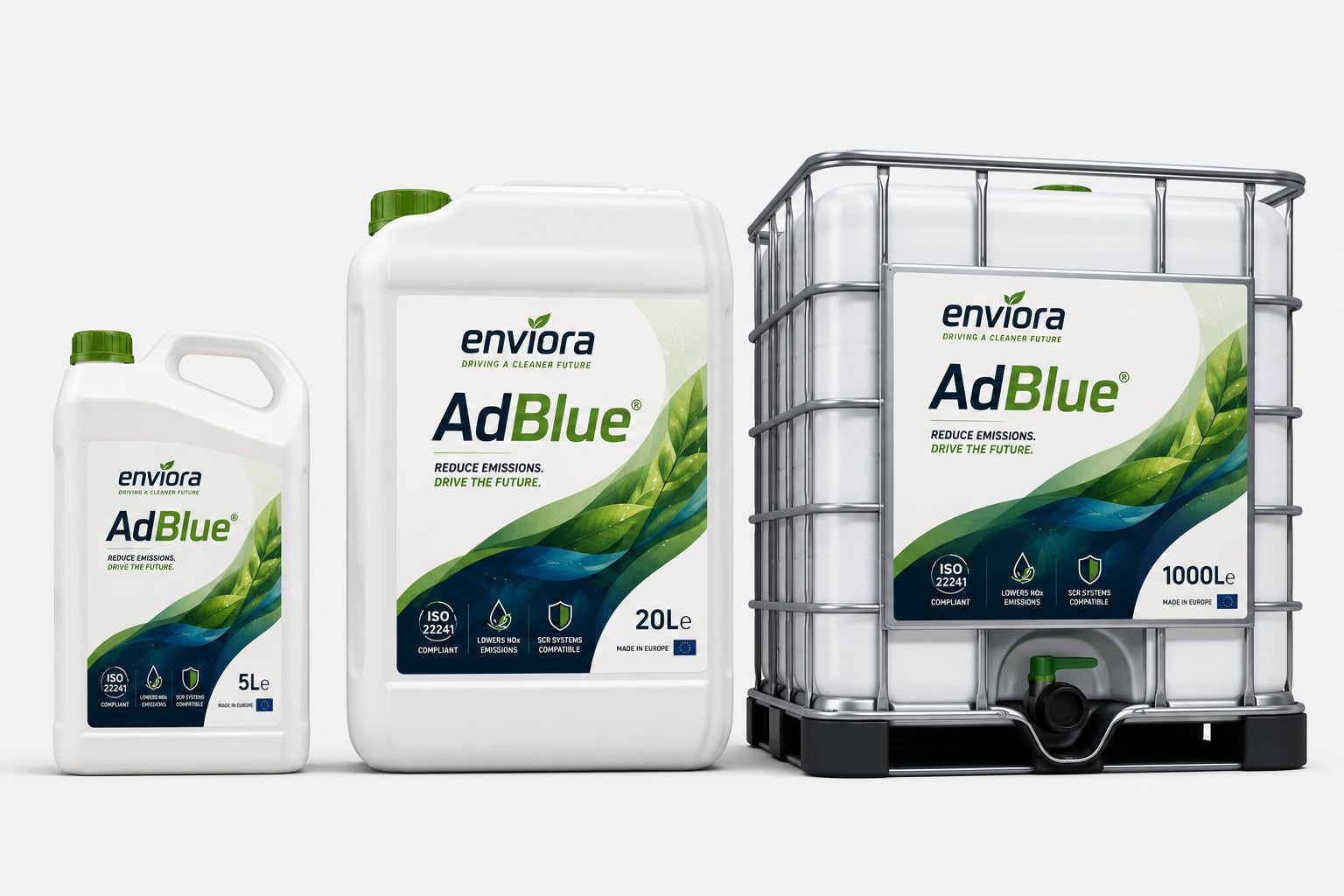 Envases Enviora AdBlue: 5L, 20L y 1000L IBC