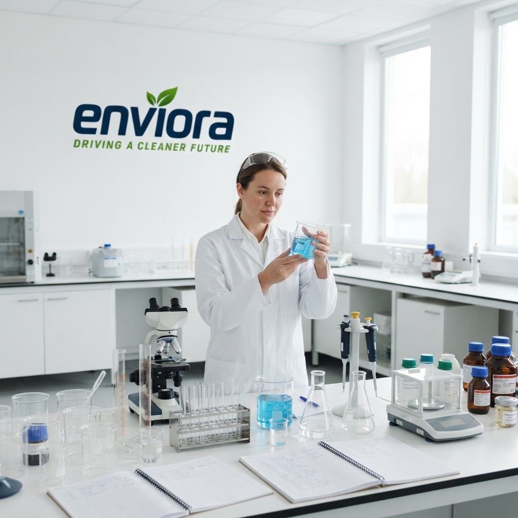 Química Enviora en laboratorio blanco